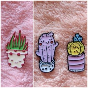 3pc Set CACTUS ENAMEL PINS